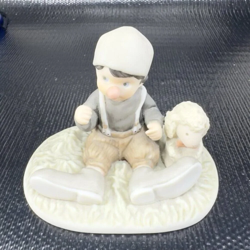 Kim Anderson 1999 I Promise You Laughter And Smiles Boy And Lamb Figurine‎ VTG
